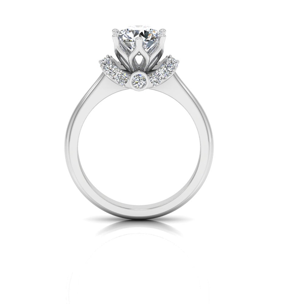 Round Tulip Bezel Halo Moissanite Engagement Ring、mySite、hinf8tx79