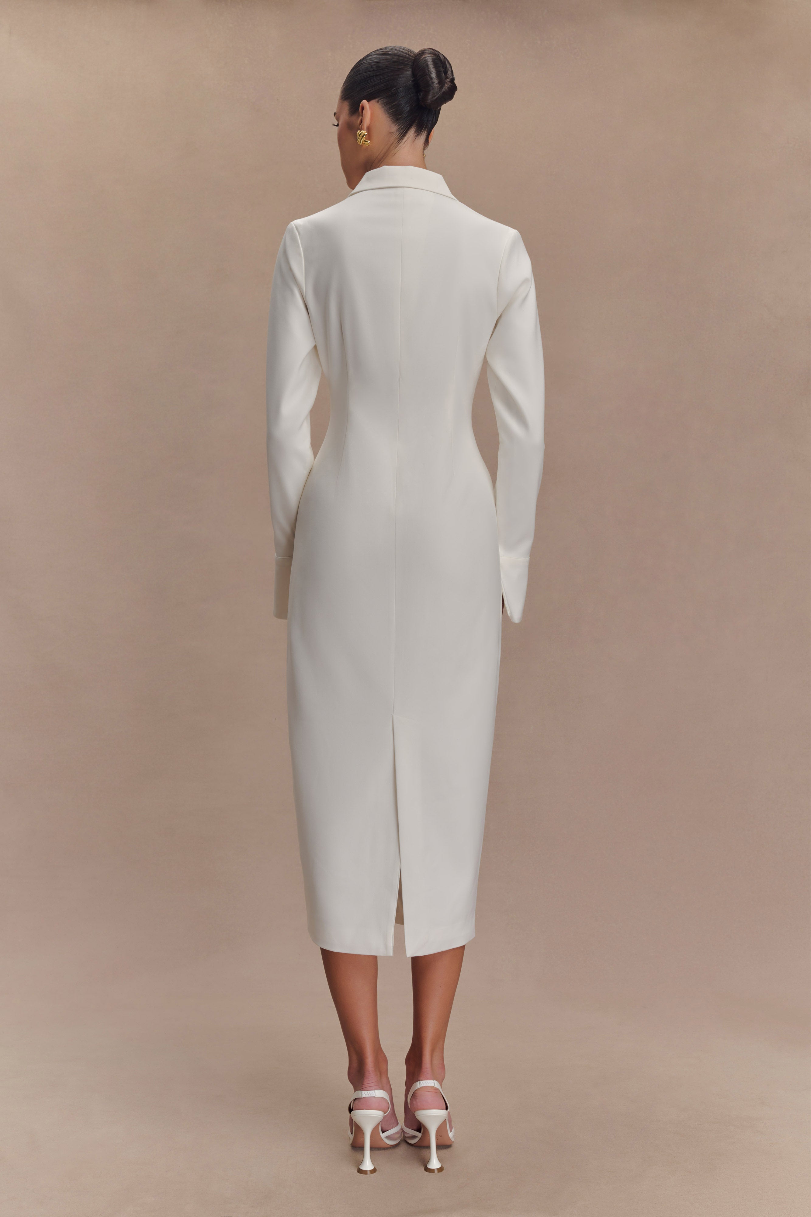 Dorian Fitted Shirt Midi Dress - White、mySite、solidvoid