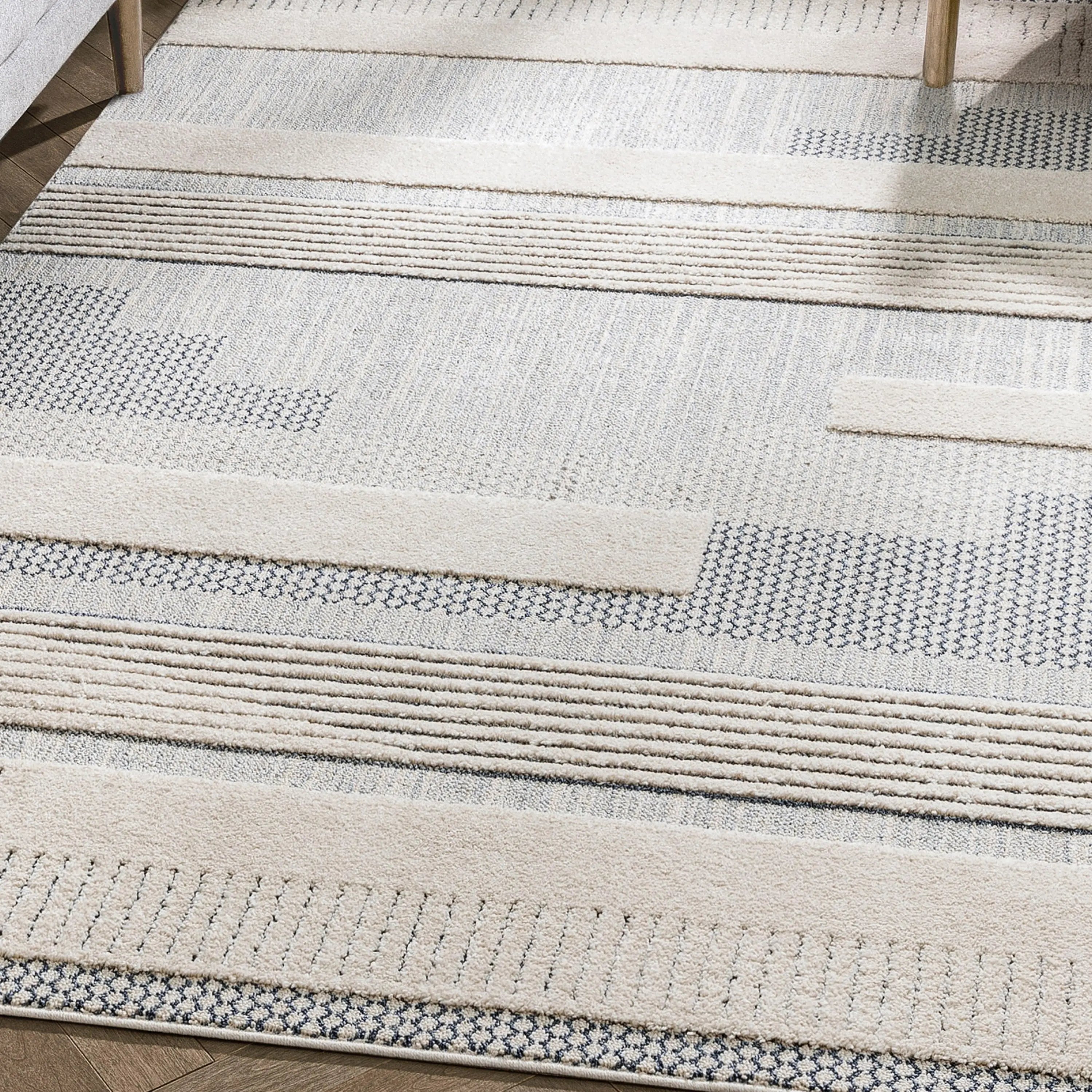 Briar Tribal Geometric Abstract Light Blue Looped Pile Rug、mySite、gigharbornorthrealestate