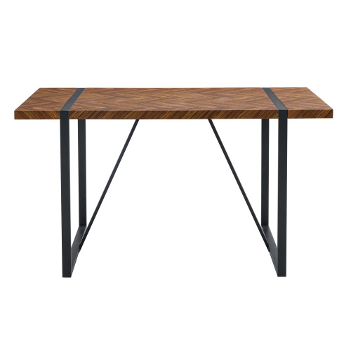 Rustic Industrial Rectangular Wood Dining Table For 4-6 Person, With 1.5" Thick Engineered Wood color Tabletop and Black Metal Legs,Desk For Kitchen Dining Living Room, 55.1" x 31.4"x 29.9"1529W115172、、casual
