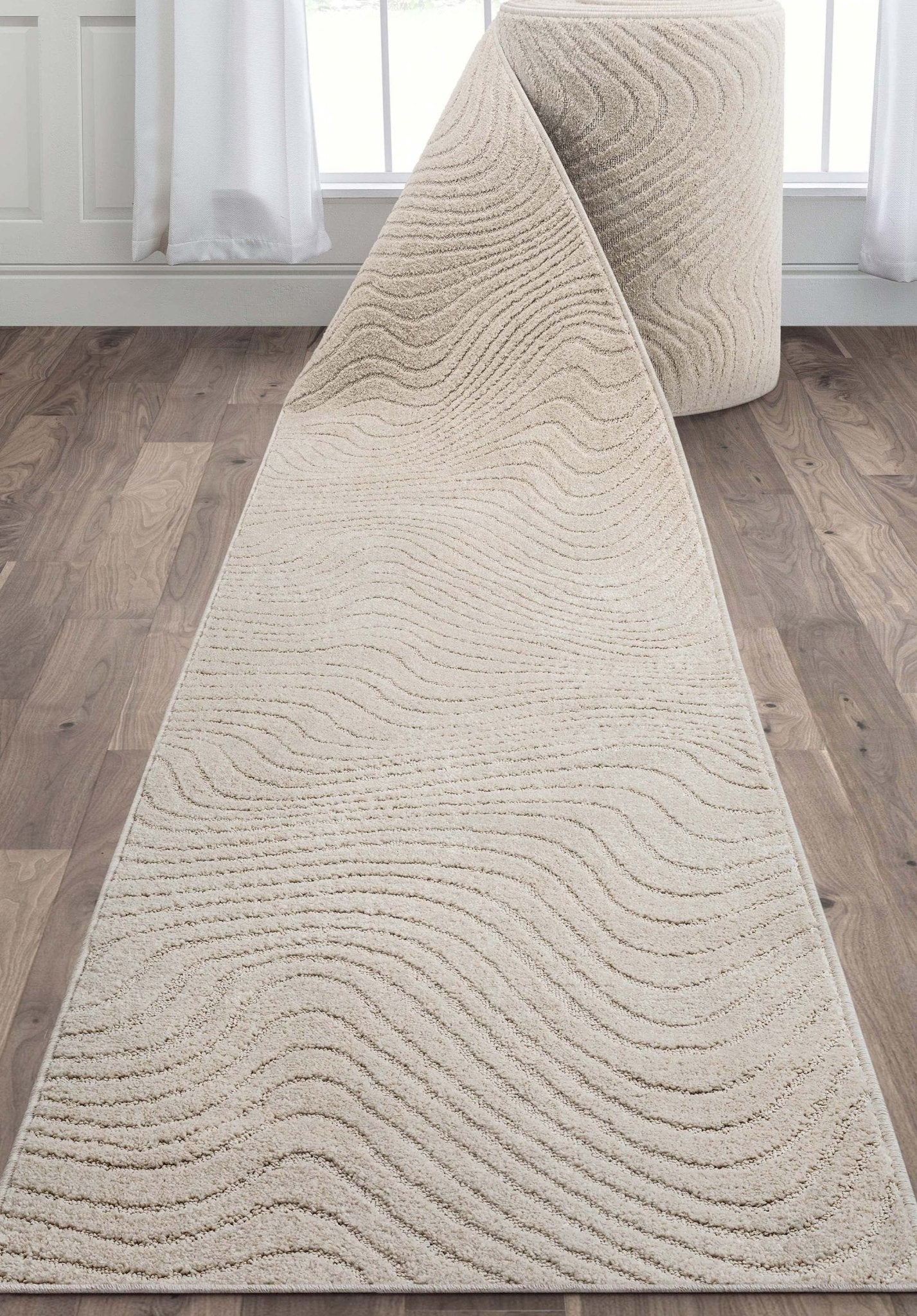 Custom Size Runner Sibi Modern Solid & Striped Ivory Choose Your Width x Choose Your Length Hallway Runner Rug、mySite、gigharbornorthrealestate