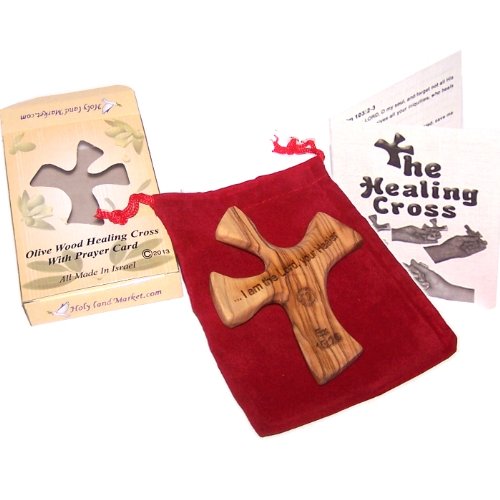 Olive wood Healing Cross - complete Package with Prayers and Certificate (4.5 x 3.6 inches) designed to sit in your hand perfectly. Healing Cross Trademark、mySite、topwebapps