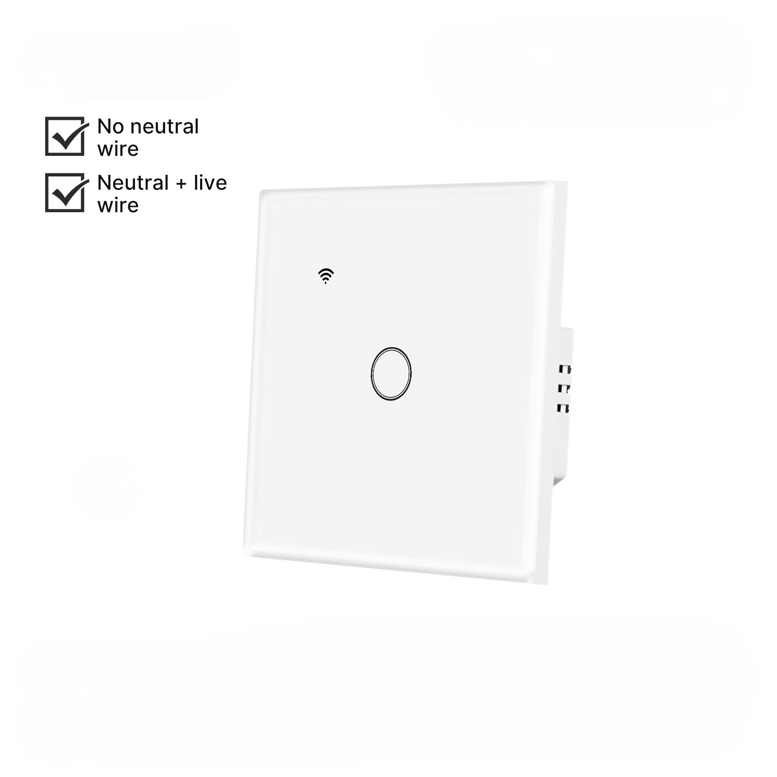 WiFi Smart Light Wall Touch Switch No Neutral Wire Required EU Standard、mySite、fannypackpong