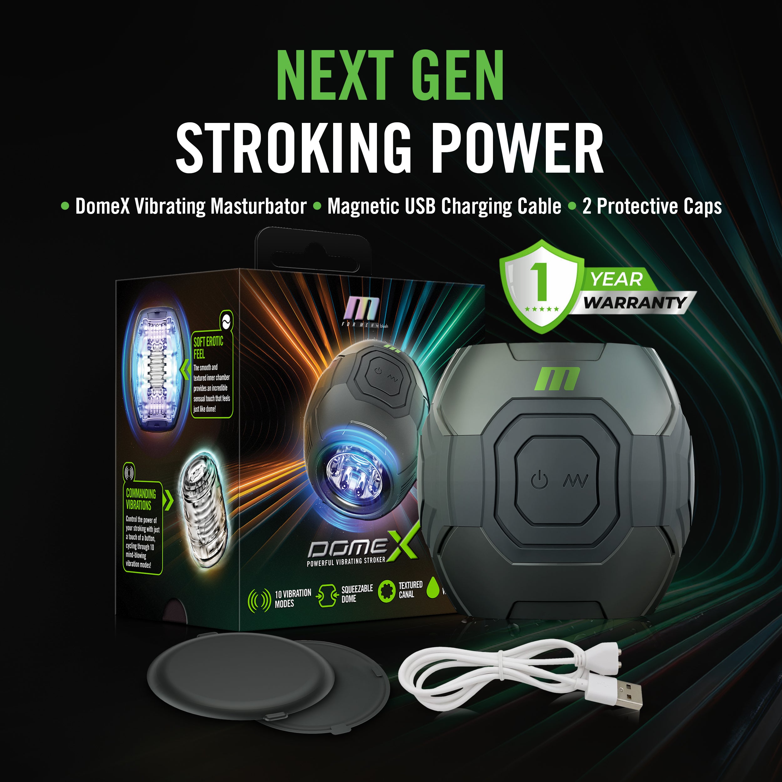 Blush M For Men | Dome X – Vibrating Automatic Male Masturbator With Easy-Grip Discreet Dome Design Stroker – Black、mySite、bottomscart