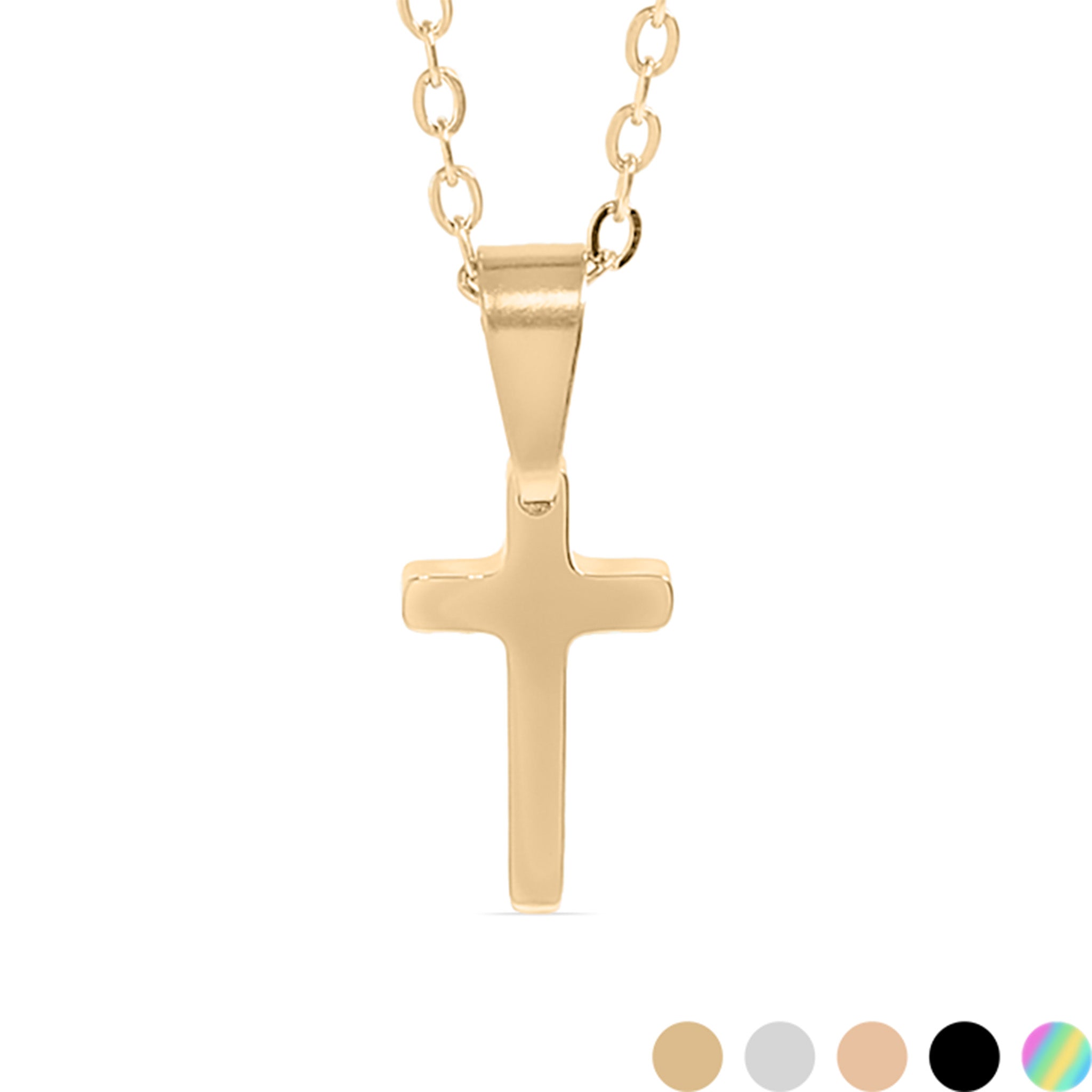 18K Gold PVD Stainless Steel Engravable Blank Cross Pendant Necklace / SBB0286、mySite、dreamappss