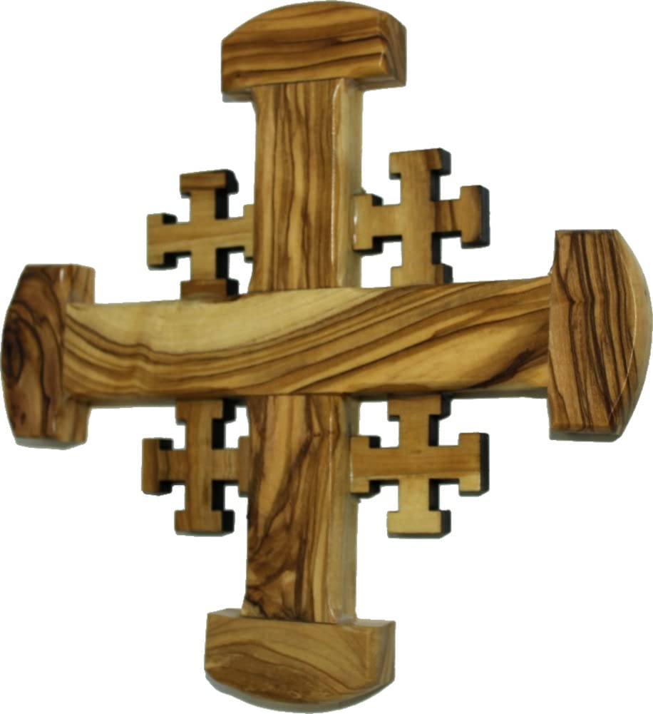 Holy Land Market Crusader Catholic Olive Wood Bethlehem Holy Jerusalem Cross ( 6.5 Inches Large )、mySite、topwebapps