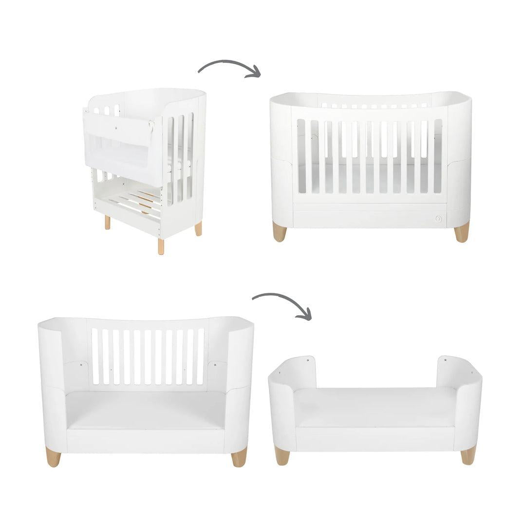  Gaia Baby Serena Cot Bed + Bedside Crib - Includes Bedside mattress - White / Natural、mySite、merchandisen