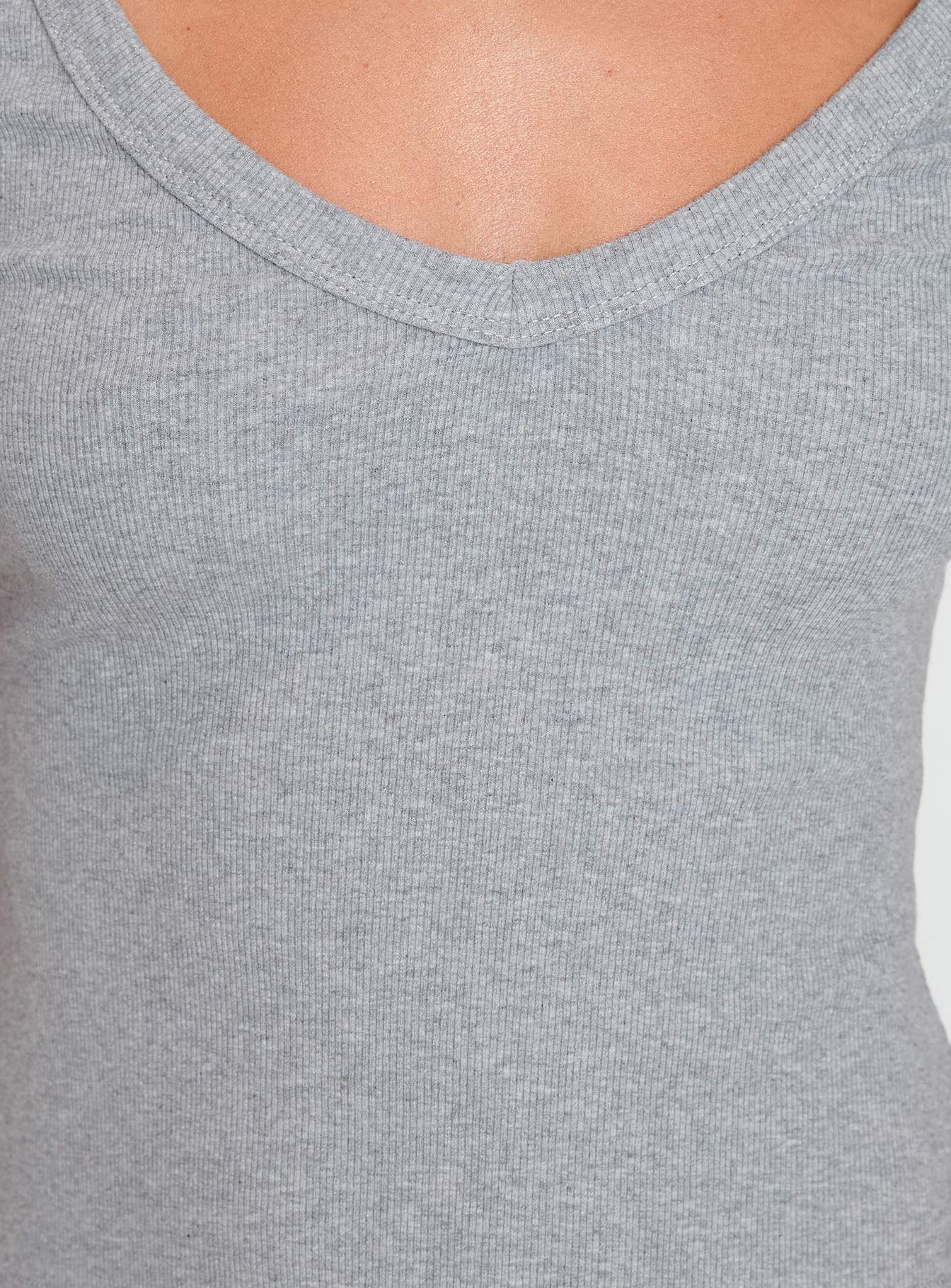 Lovely Day V Neck Top Grey Marle、mySite、solidvoid