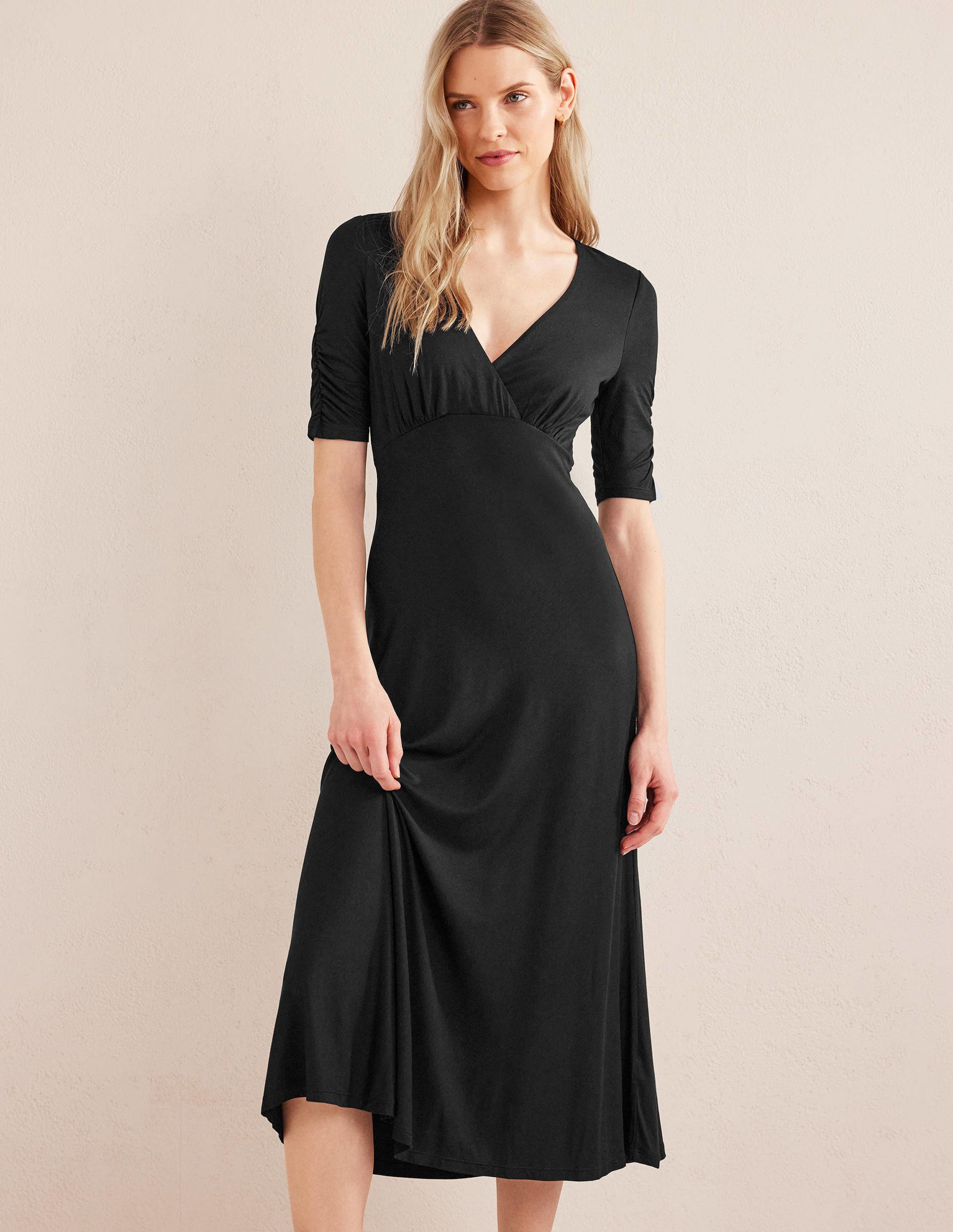  Rebecca Jersey Midi Tea Dress-Black、mySite、ashleygrahame