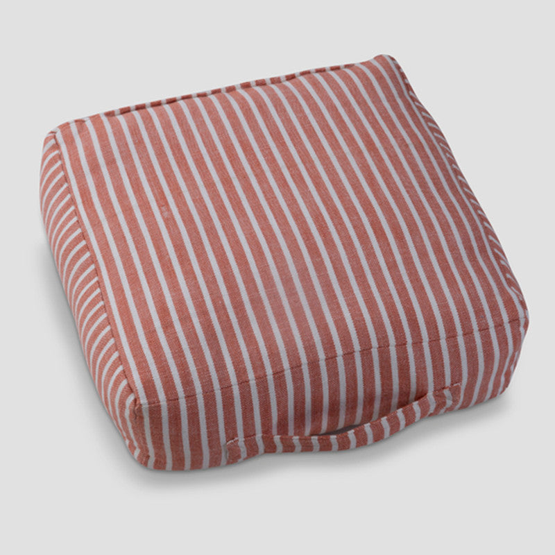 Cotton Floor Cushion | Coral Stripe | Peach | 40 x 40 cm、mySite、camillekostekn