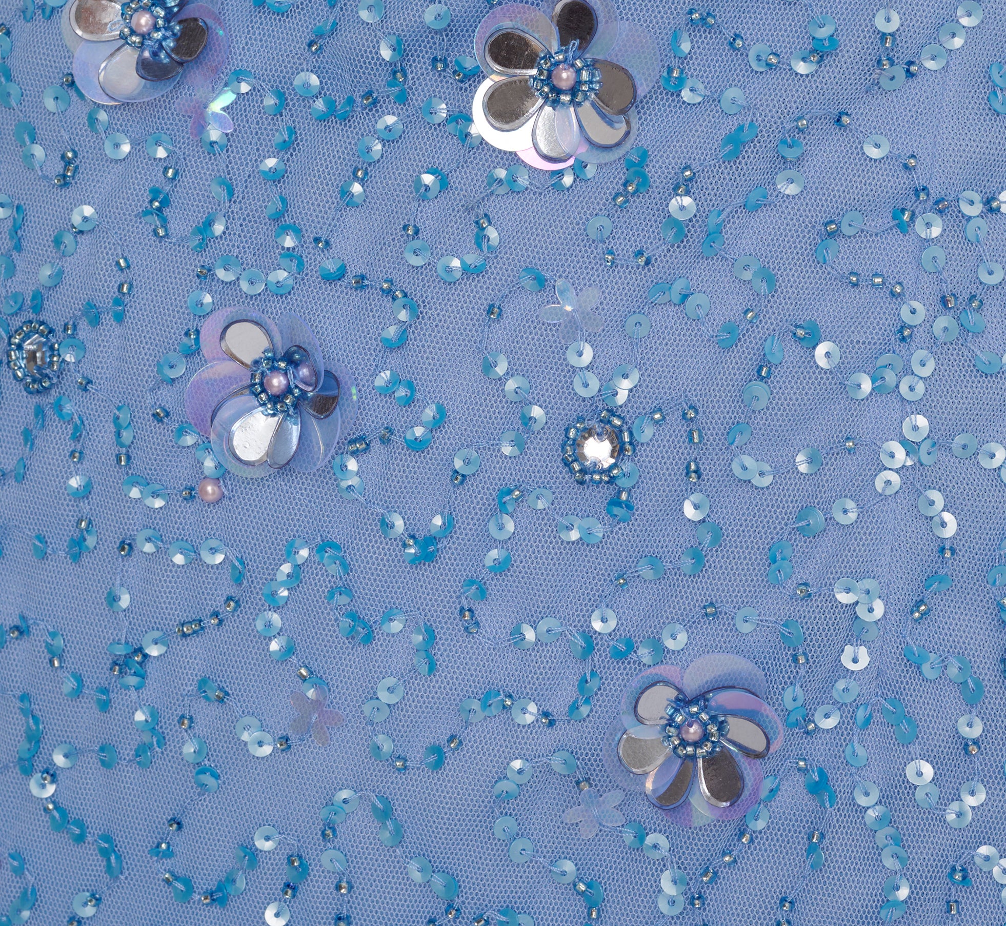 Tulip Sleeve 3D Floral Beaded Mermaid Dress In Bluebell、mySite、solidvoid