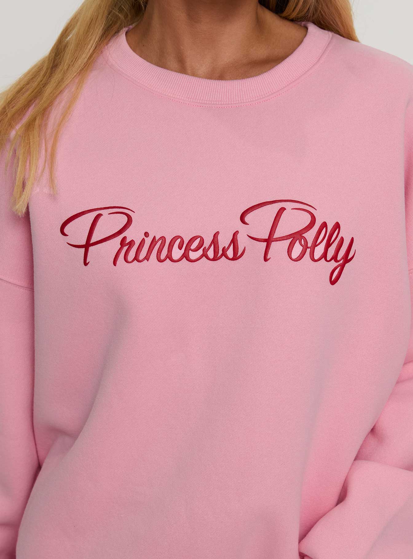 Princess Polly Classic Crew Neck Sweatshirt Bubble Text Pink、mySite、solidvoid