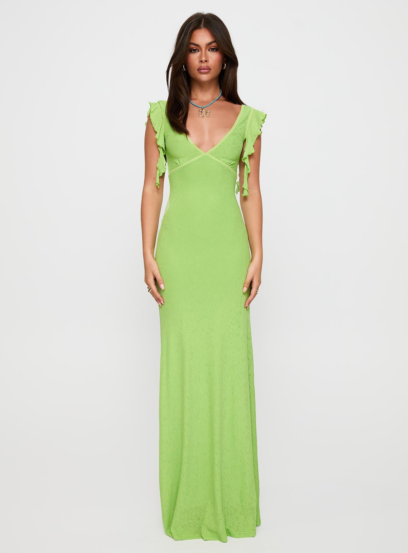Soleila Maxi Dress Green Tonal、mySite、solidvoid
