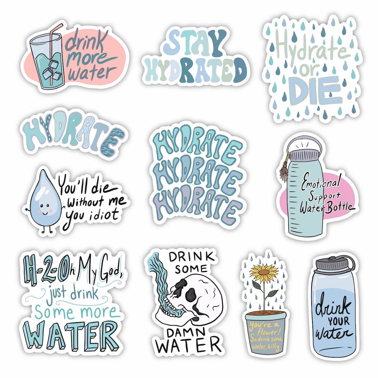 Stay Hydrated Sticker 11 Pack、mySite、ghnorth