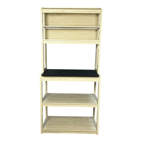  31.5" White and Black color 5-Tier Bakers Rack for Kitchen with Storage, Coffee Bar, Kitchen Shelves, Microwave Stand、、yumabirdnaturehistoryfestival