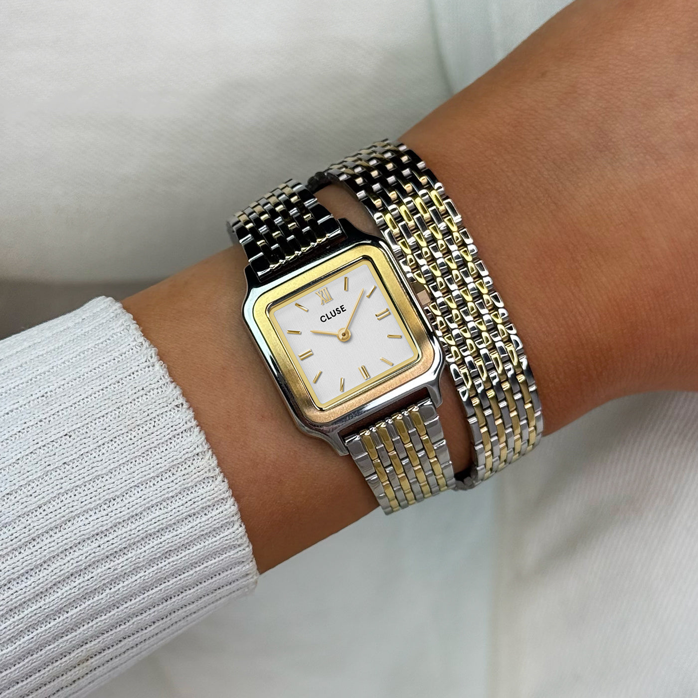 Gracieuse Petite Watch Double Steel, White, Two-tone、mySite、botmansion