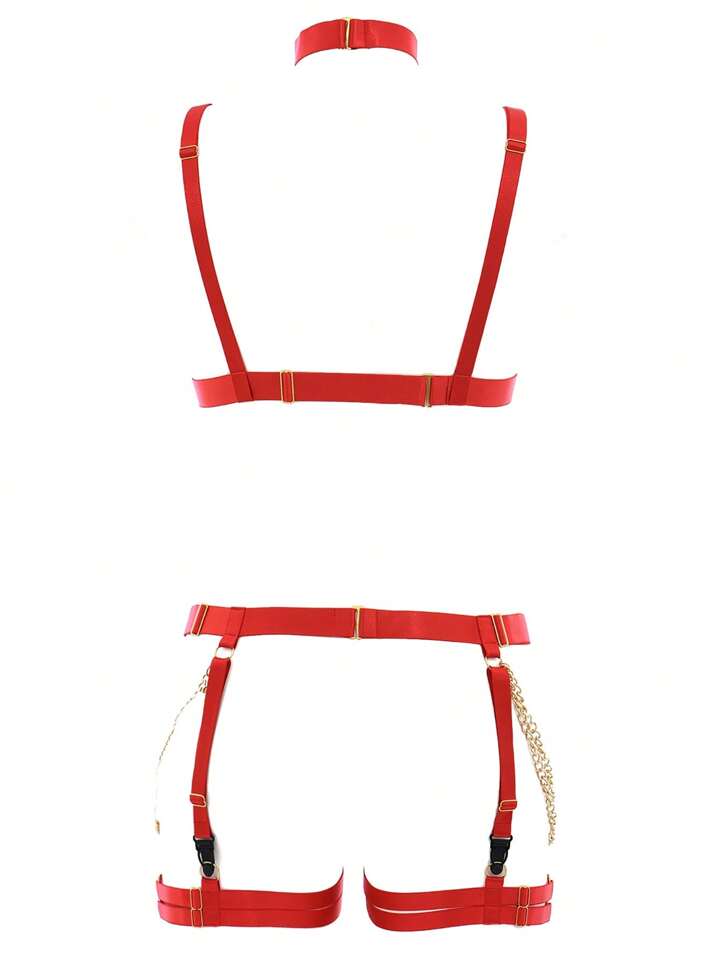 Inspire Sexy Red Body Harness | Open Breast | Crotch less | Adjustable、mySite、bottomscart