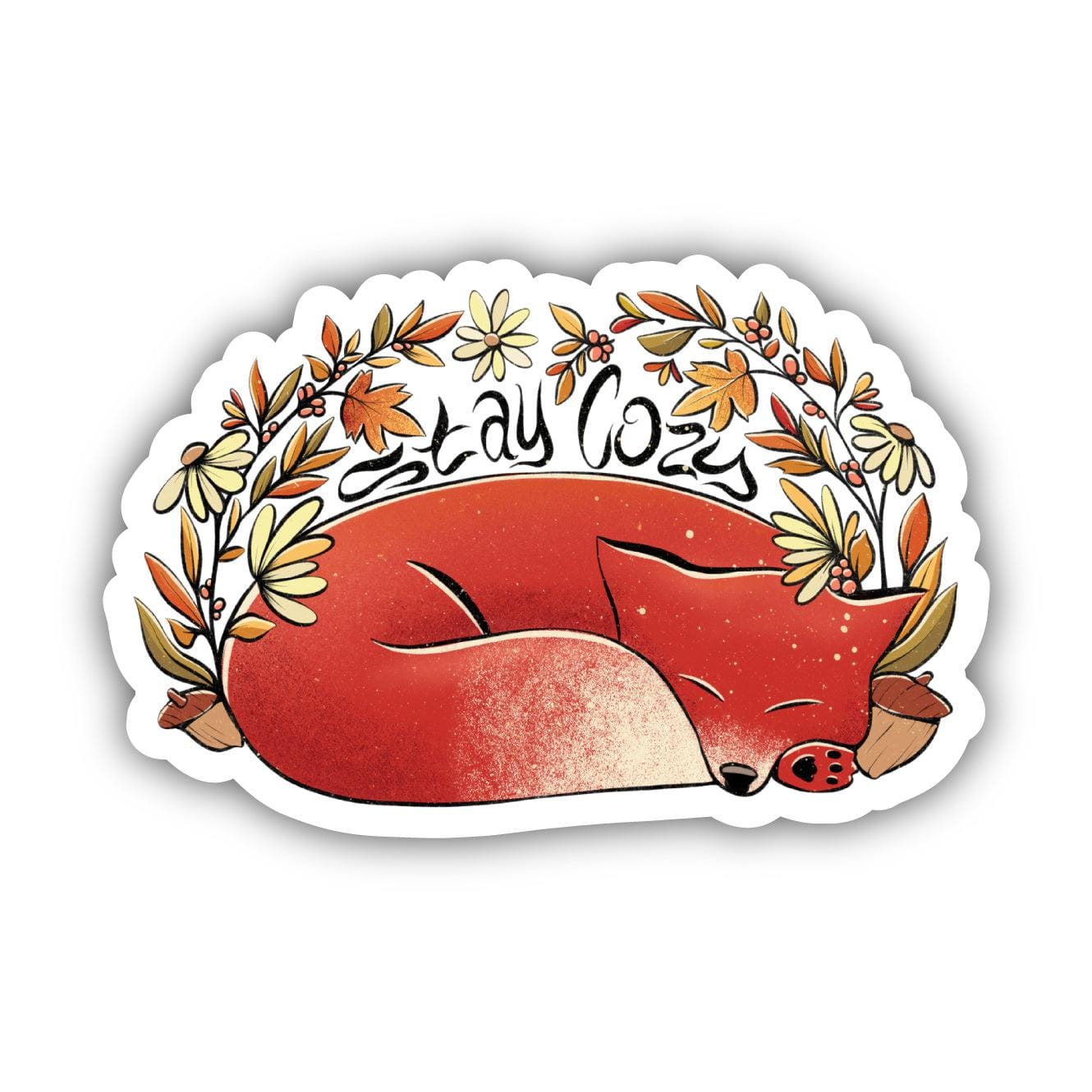  Stay Cozy Fox Surrounded By Autumn Leaves Sticker、mySite、ghnorth