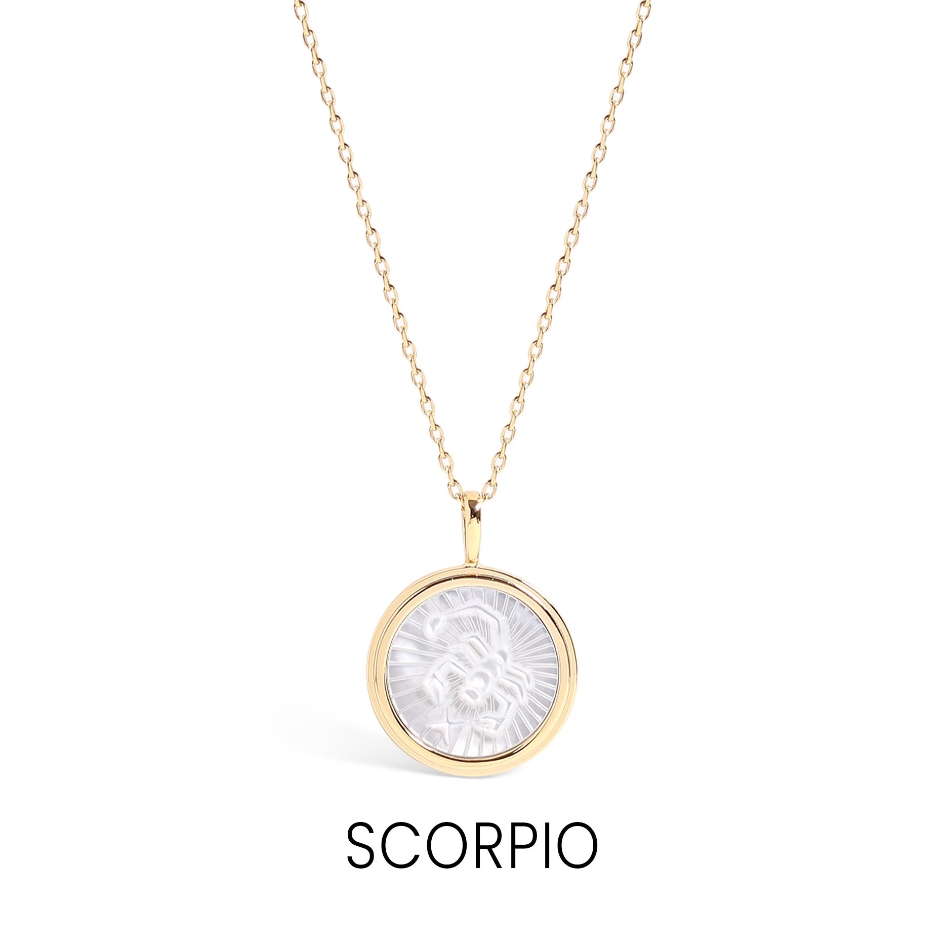 14K Gold Plated Sterling Silver Mother of Pearl Zodiac Pendant Necklace / SBB0354、mySite、dreamappss