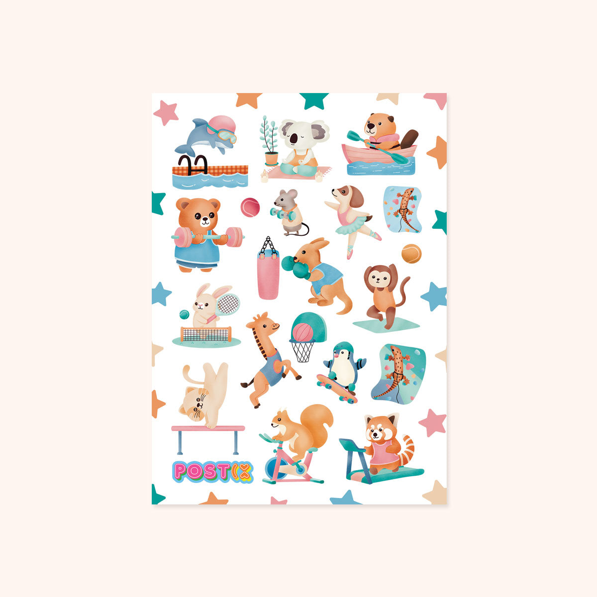  Animal Aerobics A6 Sticker Sheet、mySite、ghnorth