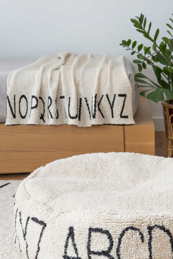 KNITTED BLANKET ABC NATURAL - BLACK、mySite、gigharbornorthrealestate