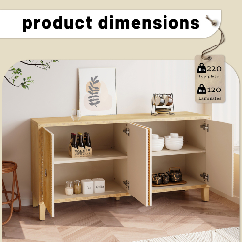 70.07"Large Size 4 Door Cabinet, Suitable For Living Room, Kitchen, Bedroom, Corridor (Champagne)、、xpatfood