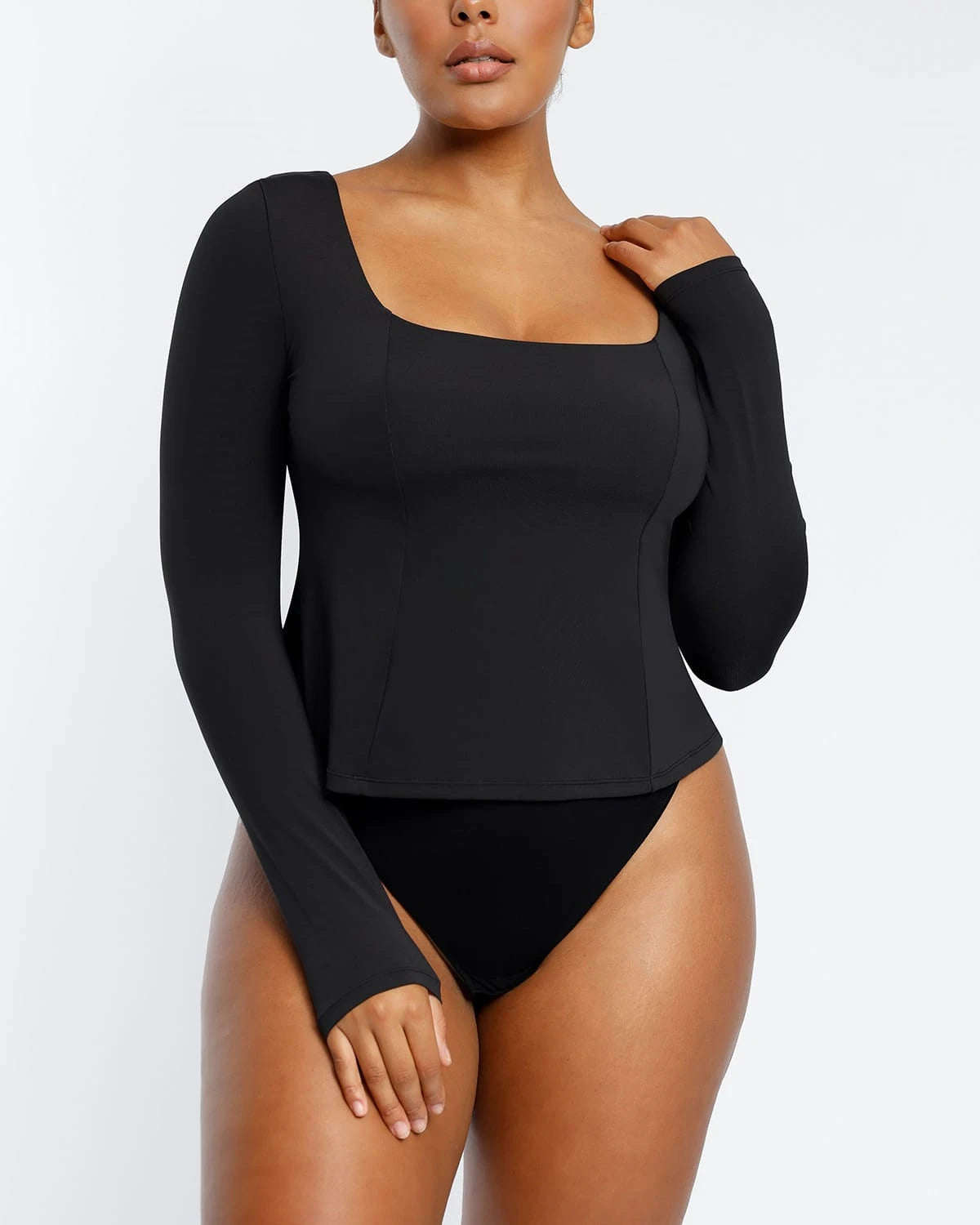 Built-In Shapewear 2-In-1 Scoop Long Sleeve Sculpt Top、mySite、bengalsvssteelers