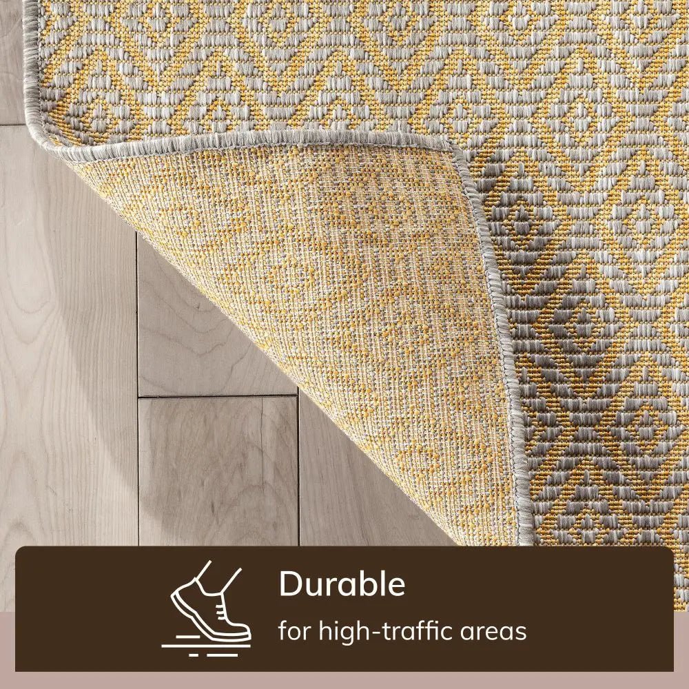 Sienna Modern Solid Pattern Yellow 5'3 x 7'3 Flat-Weave Indoor/Outdoor Rug、mySite、gigharbornorthrealestate