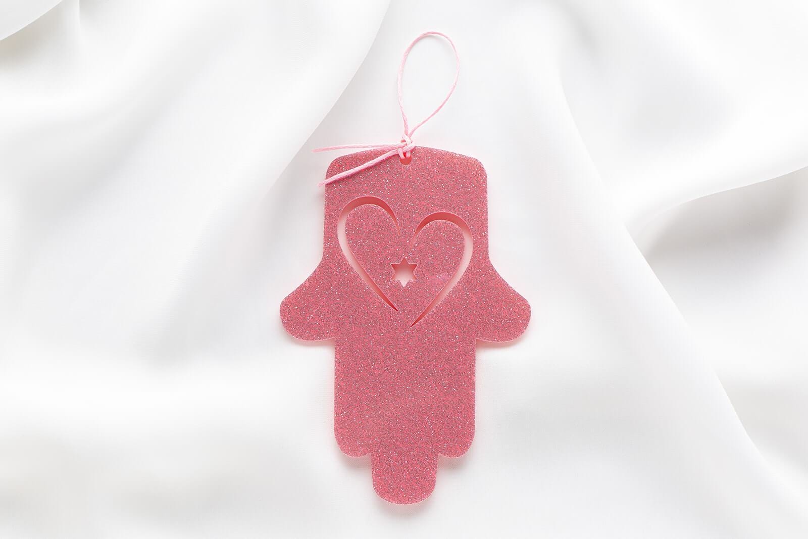 Petite Wall Hamsa with Heart - Pink Glitter、mySite、topwebapps
