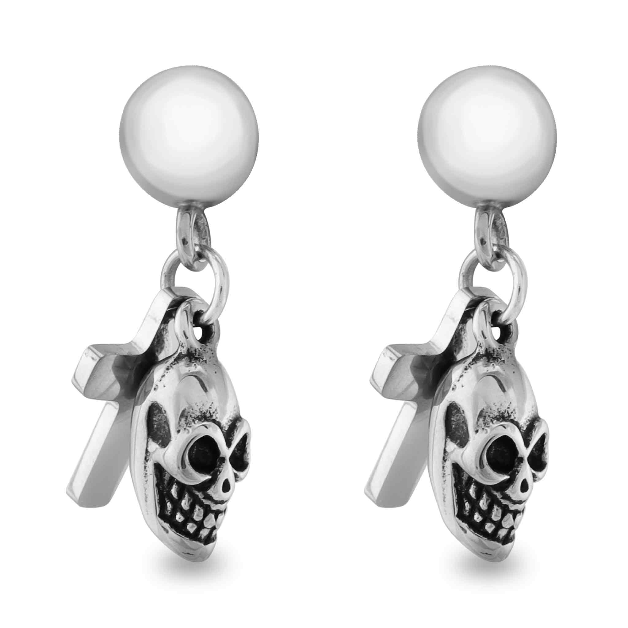Stainless Steel Skull Cross Post Earrings / ERC1002、mySite、dreamappss
