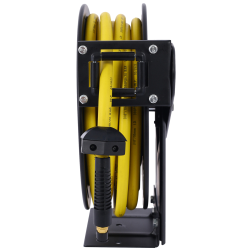 Air Reel Retractable 3/8" Inch x 50' Feet Premium Commercial Flex Hybrid Polymer Hose Max 300 PSI Heavy Duty Steel Frame、、eastwooduniform