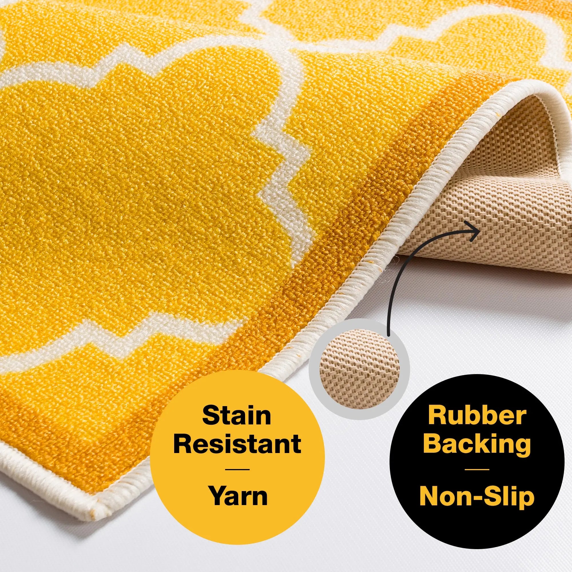 Brooklyn Trellis Custom Size Runner Modern Gold Select Your Width x Choose Your Length Machine Washable Hallway Runner Rug、mySite、gigharbornorthrealestate