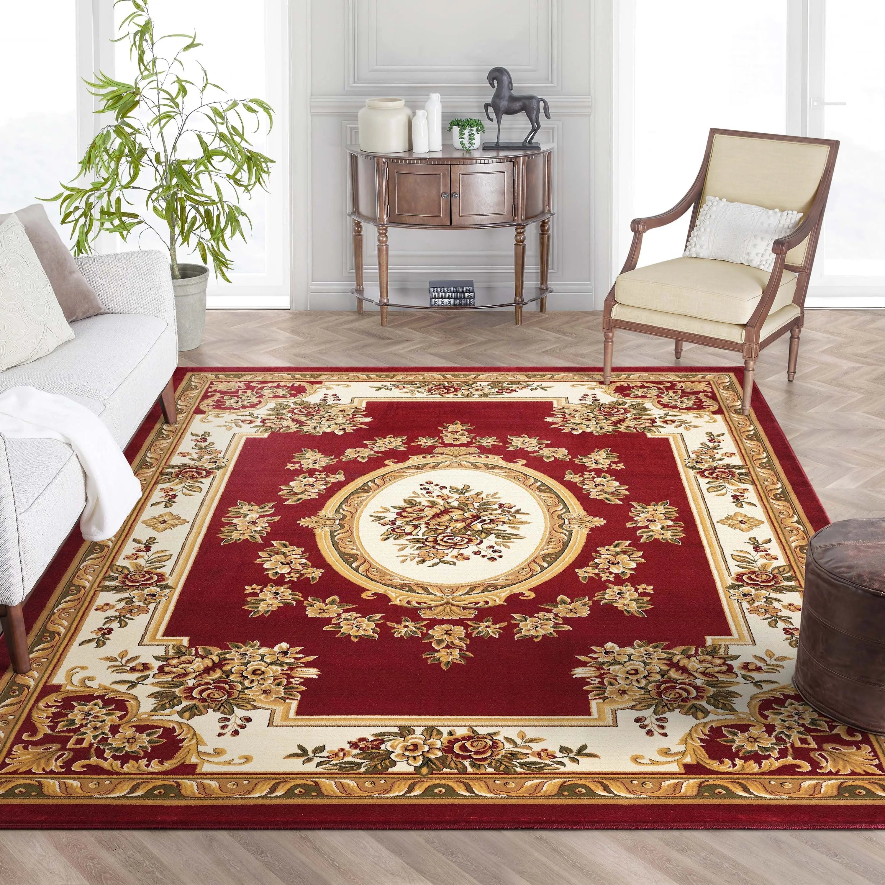 Le Petit Palais Red Traditional Rug、mySite、gigharbornorthrealestate