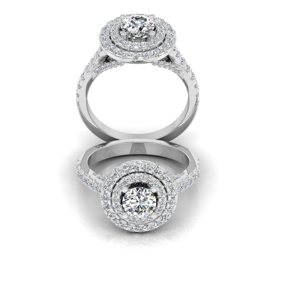 Hidden Halo Cathedral Brilliant Cut Moissanite Engagement Ring、mySite、hinf8tx79