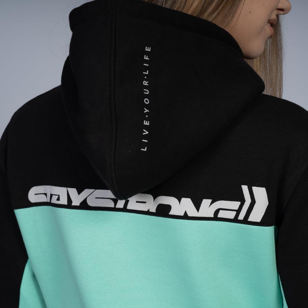  Stay Strong Cut Off Ladies Hoodie - Black/Mint、mySite、merchandisen