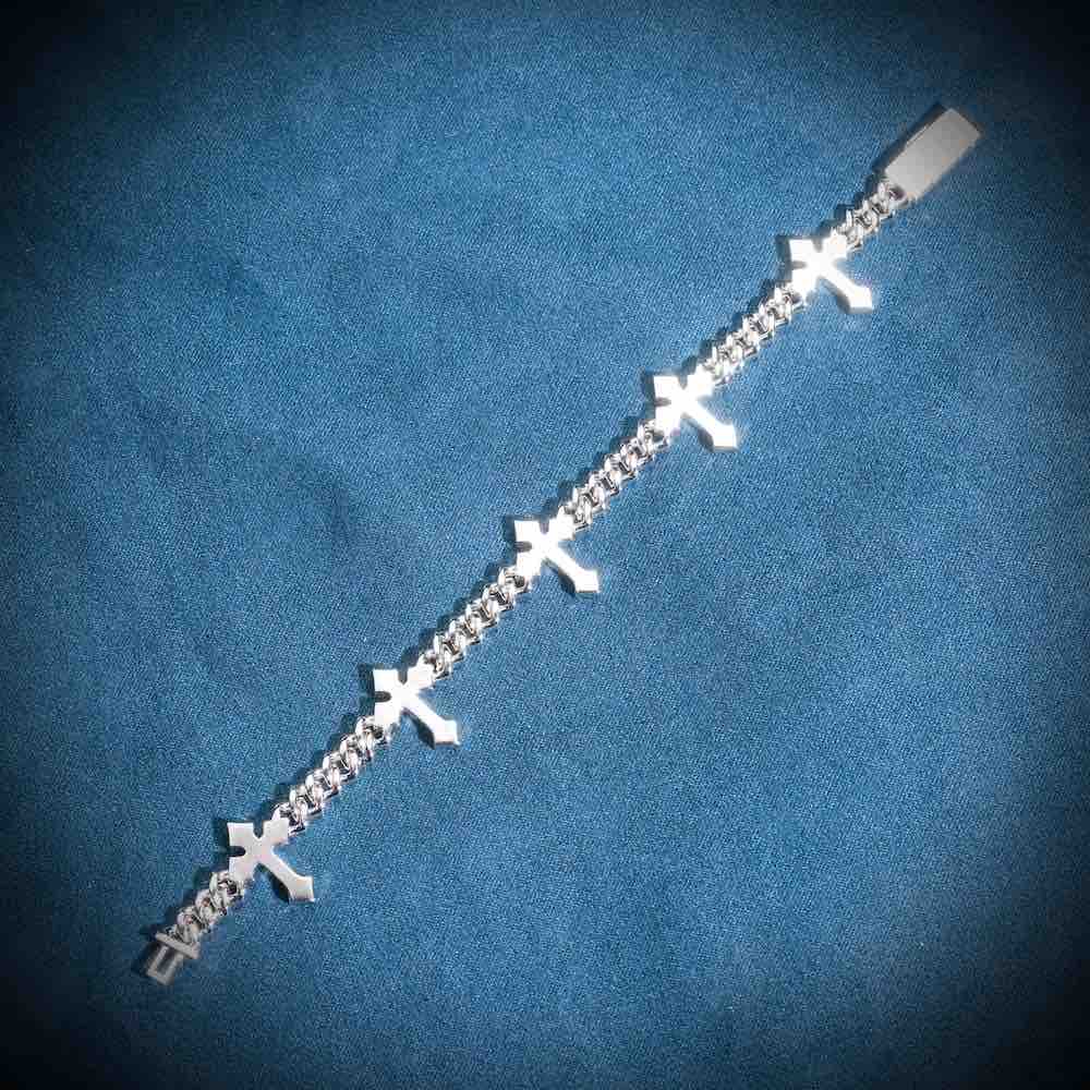 6MM Moissanite Cross Cuban Link Bracelet 14K Gold、mySite、hinf8tx79
