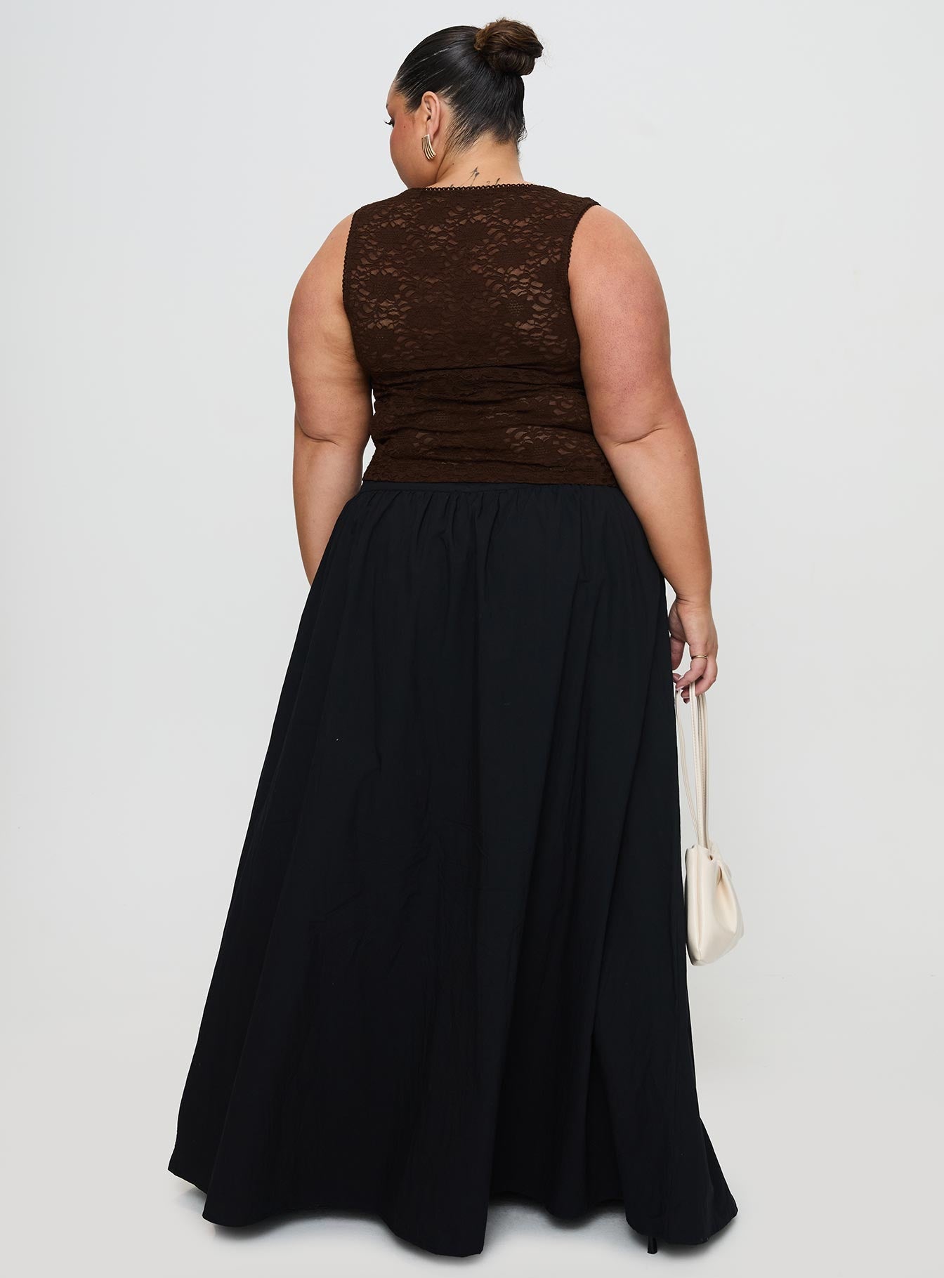 Rennata Gathered Mid Rise Maxi Skirt Black、mySite、solidvoid