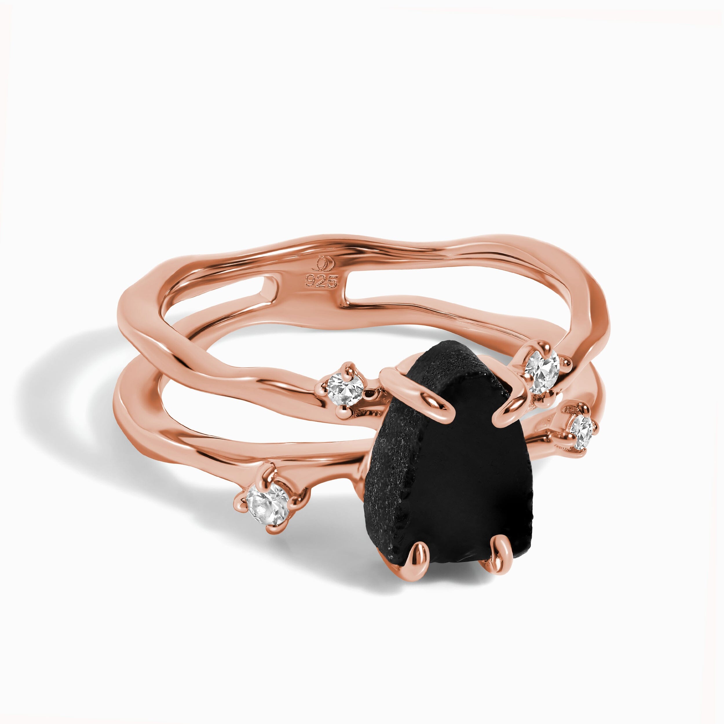 Raw Crystal Ring - Flow Black Obsidian、mySite、hinf8tx79