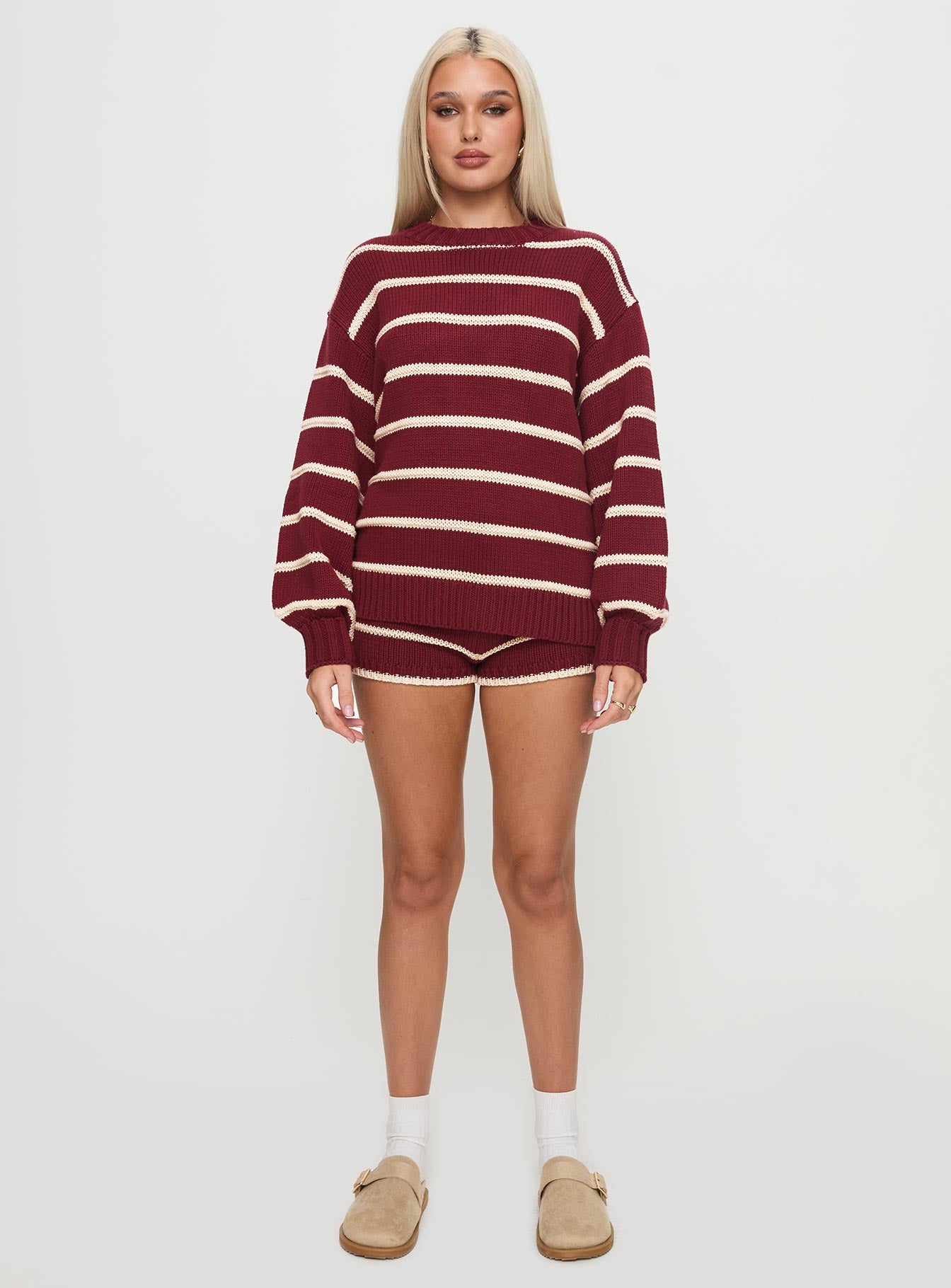 Read Your Mind Knit Sweater Maroon Stripe、mySite、solidvoid