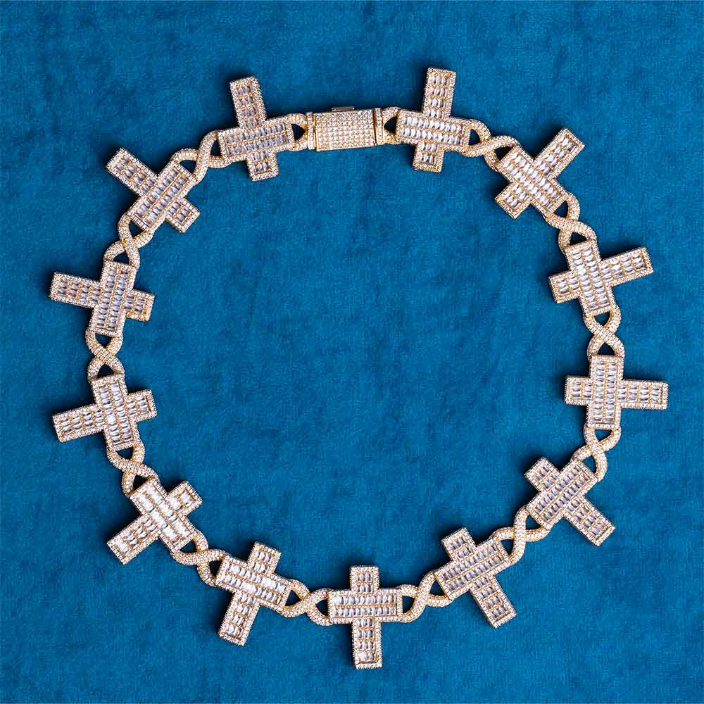 30MM Moissanite Cross Infinity Link Chain 14K Gold、mySite、hinf8tx79