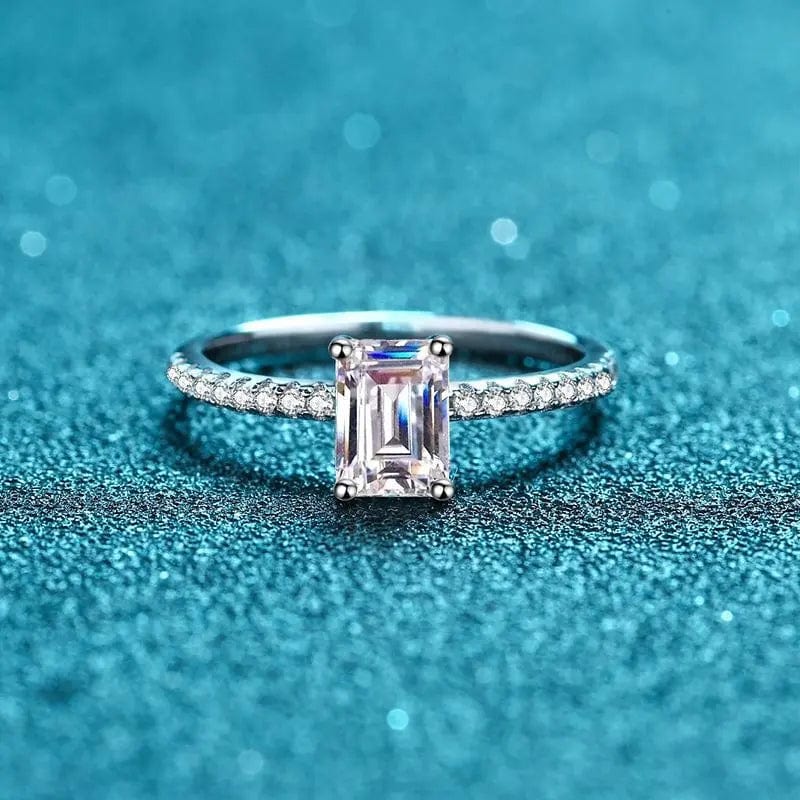 Emerald Cut D VVS Moissanite Engagement Ring 1ct or 2ct、mySite、g9winljtr