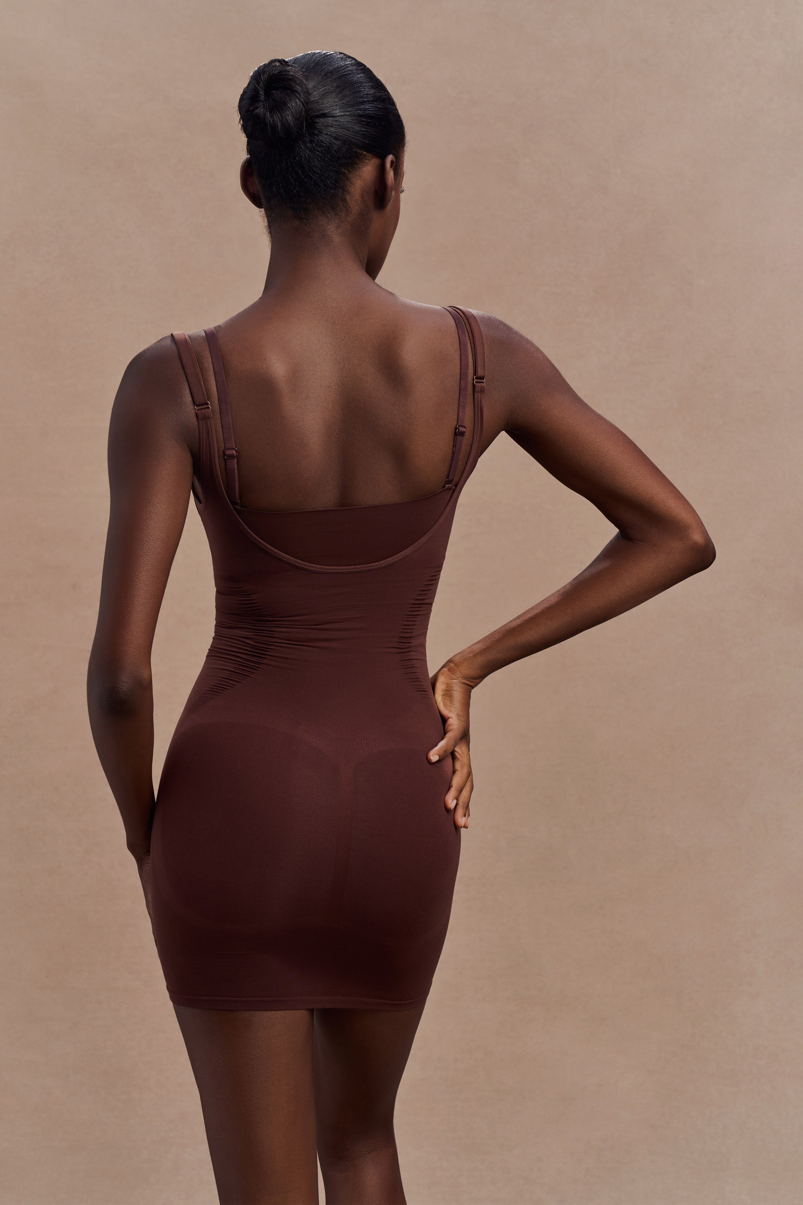 Jocelyn Backless Shapewear Mini Dress - Espresso、mySite、solidvoid