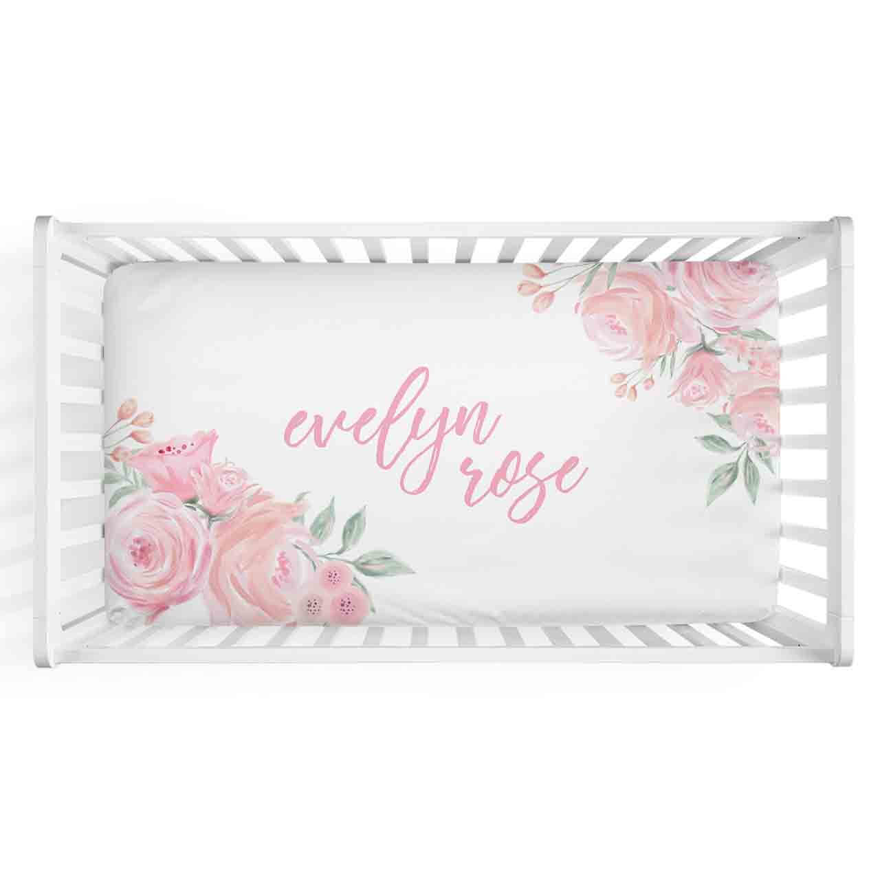 Blush Rose Personalized Crib Sheet、mySite、layawaytickets