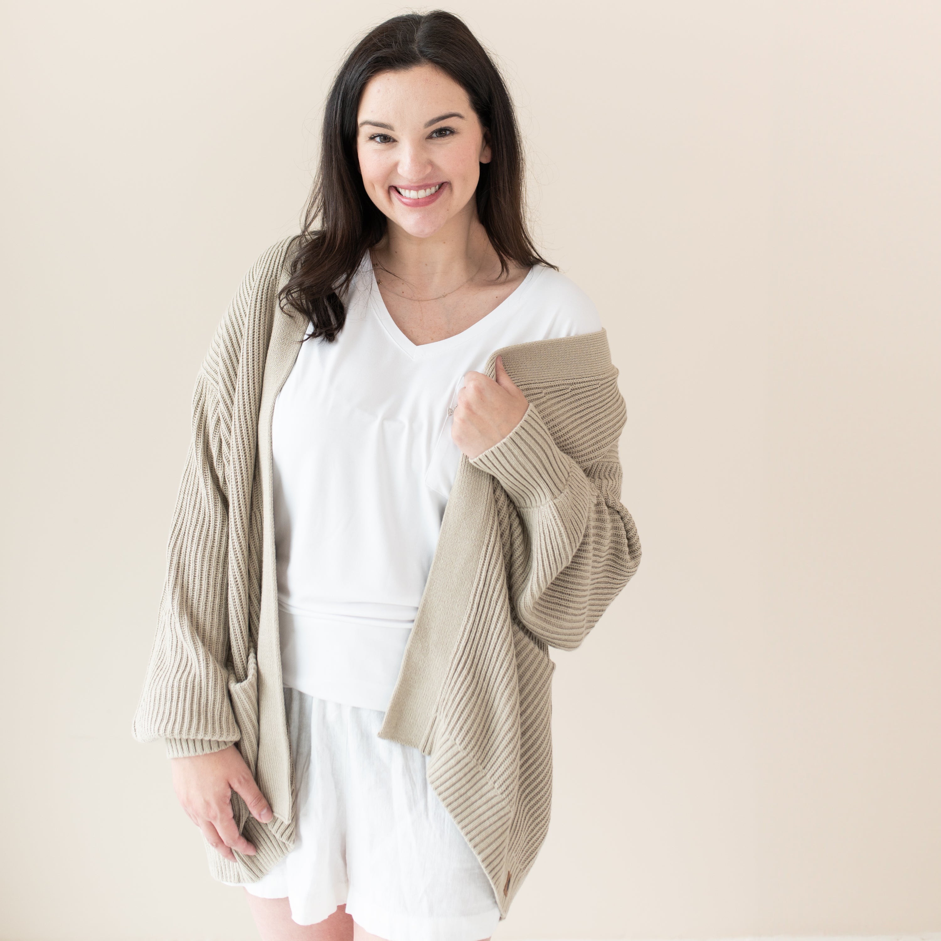  Chunky Knit Women's Oversized Cardigan in Almond、mySite、layawaytickets