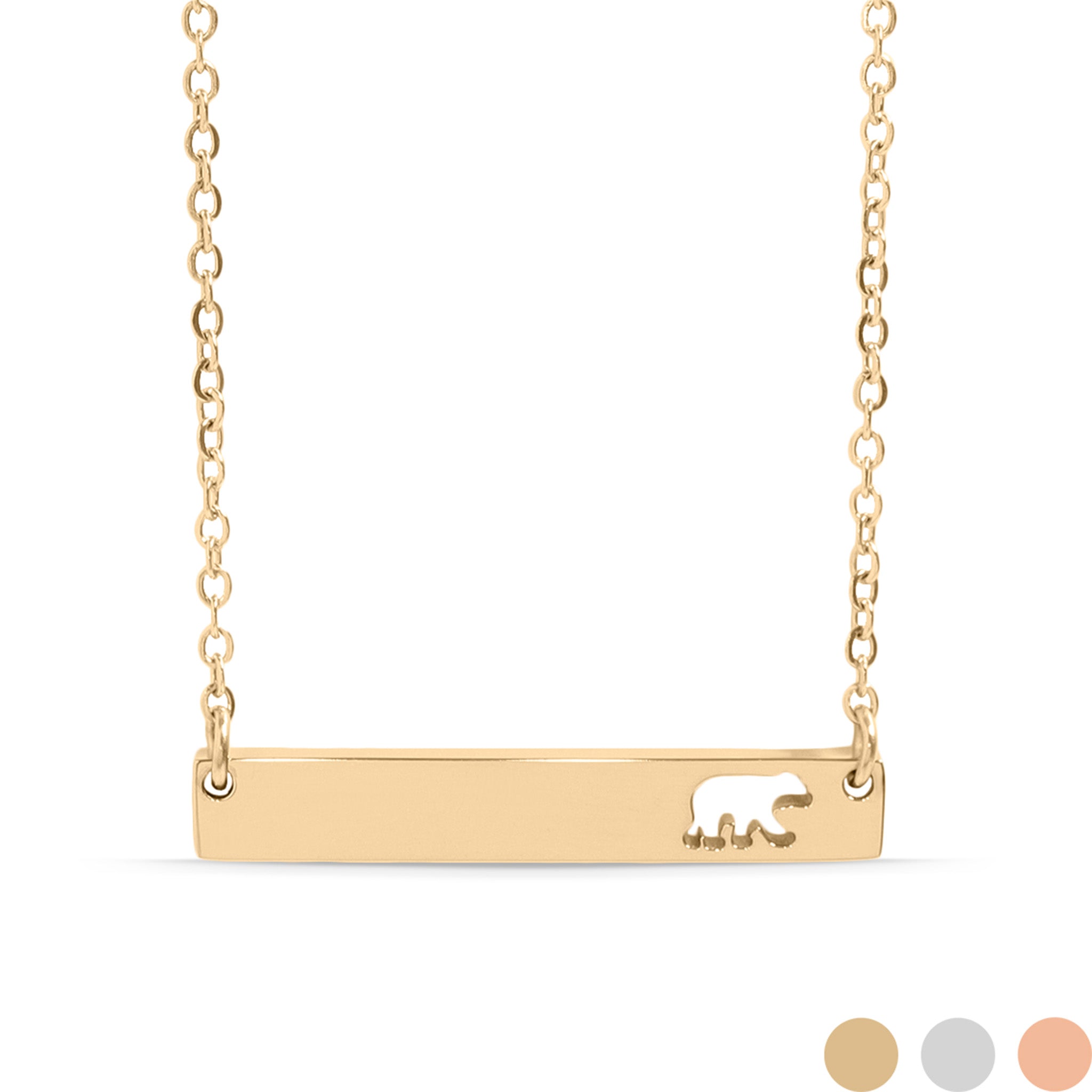 18K Gold PVD Stainless Steel Mama Bear Horizontal Bar Necklace / SBB0148、mySite、dreamappss