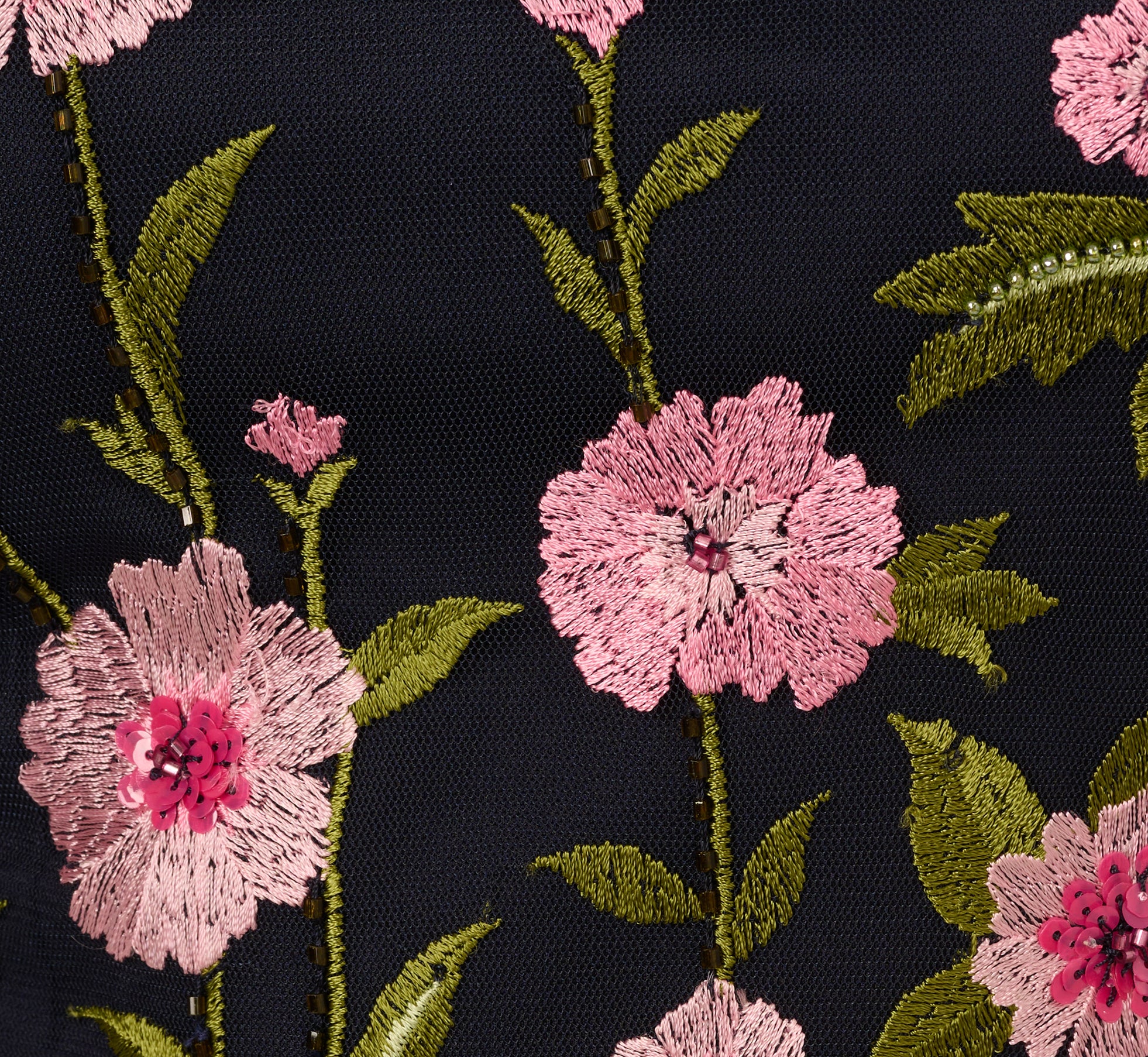 Floral Embroidered Illusion Midi Dress In Midnight Multi、mySite、solidvoid