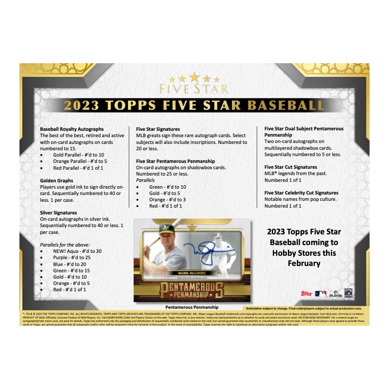2023 Topps Five Star Baseball Hobby Box、mySite、waistdrama