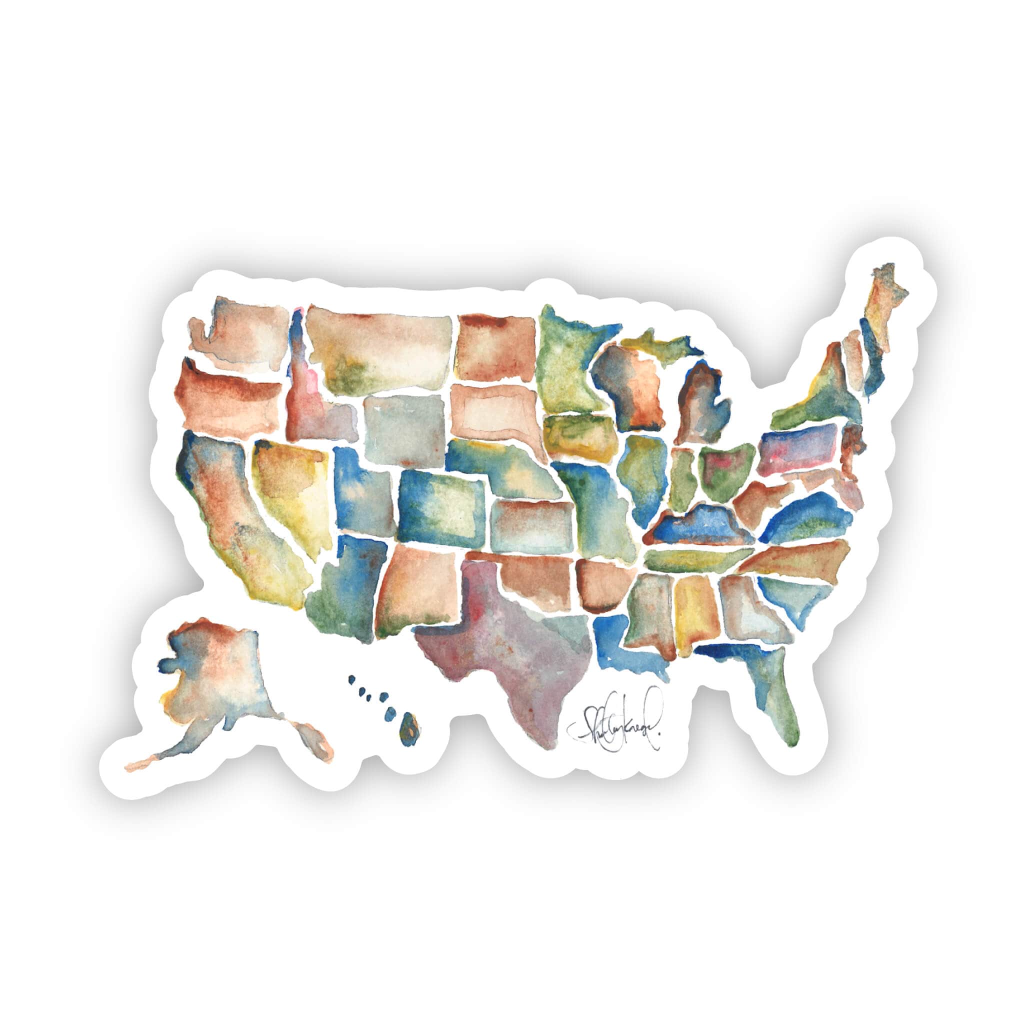  United States map watercolor sticker、mySite、elrpsem3k