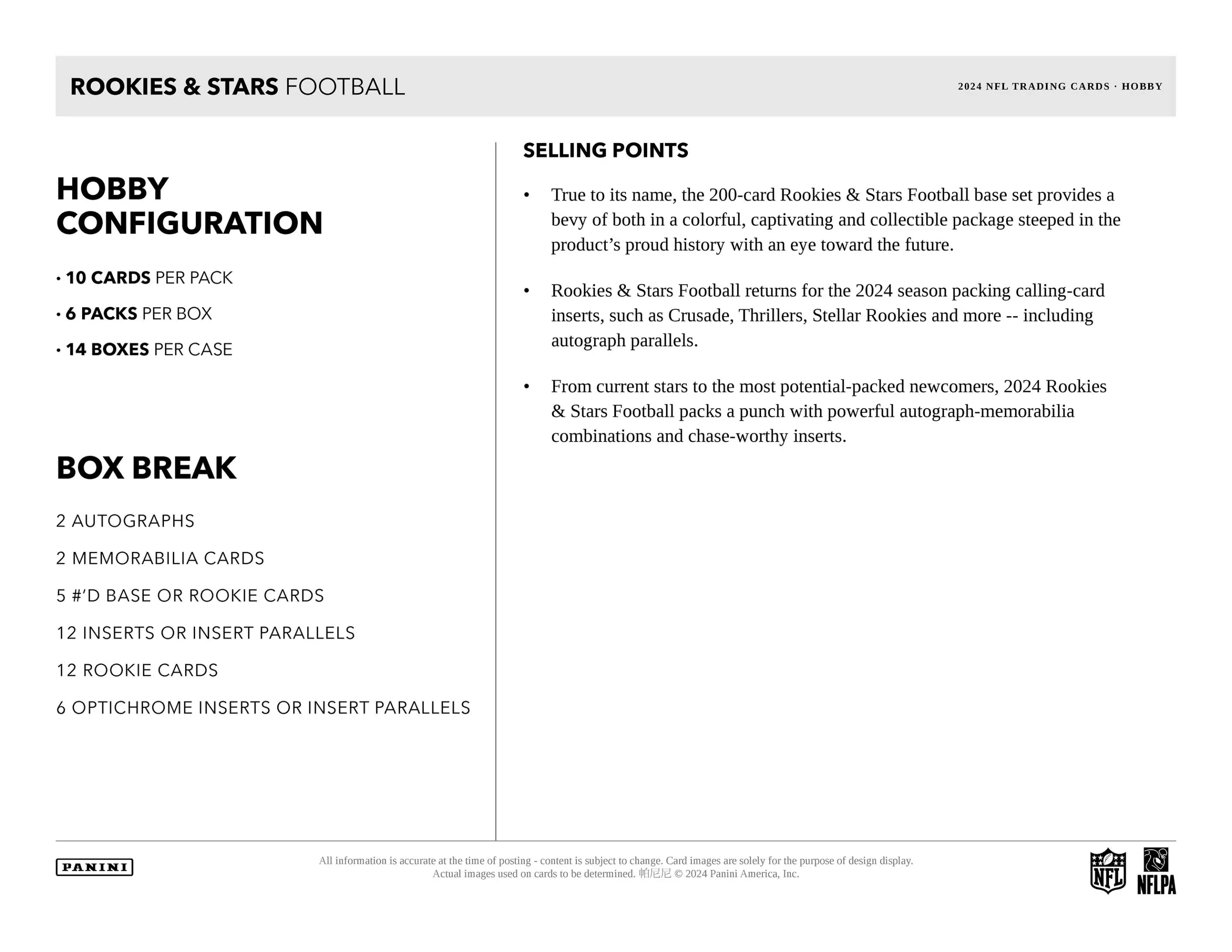 Panini Rookies & Stars NFL Football 2024 - Hobby Box、mySite、waistdrama