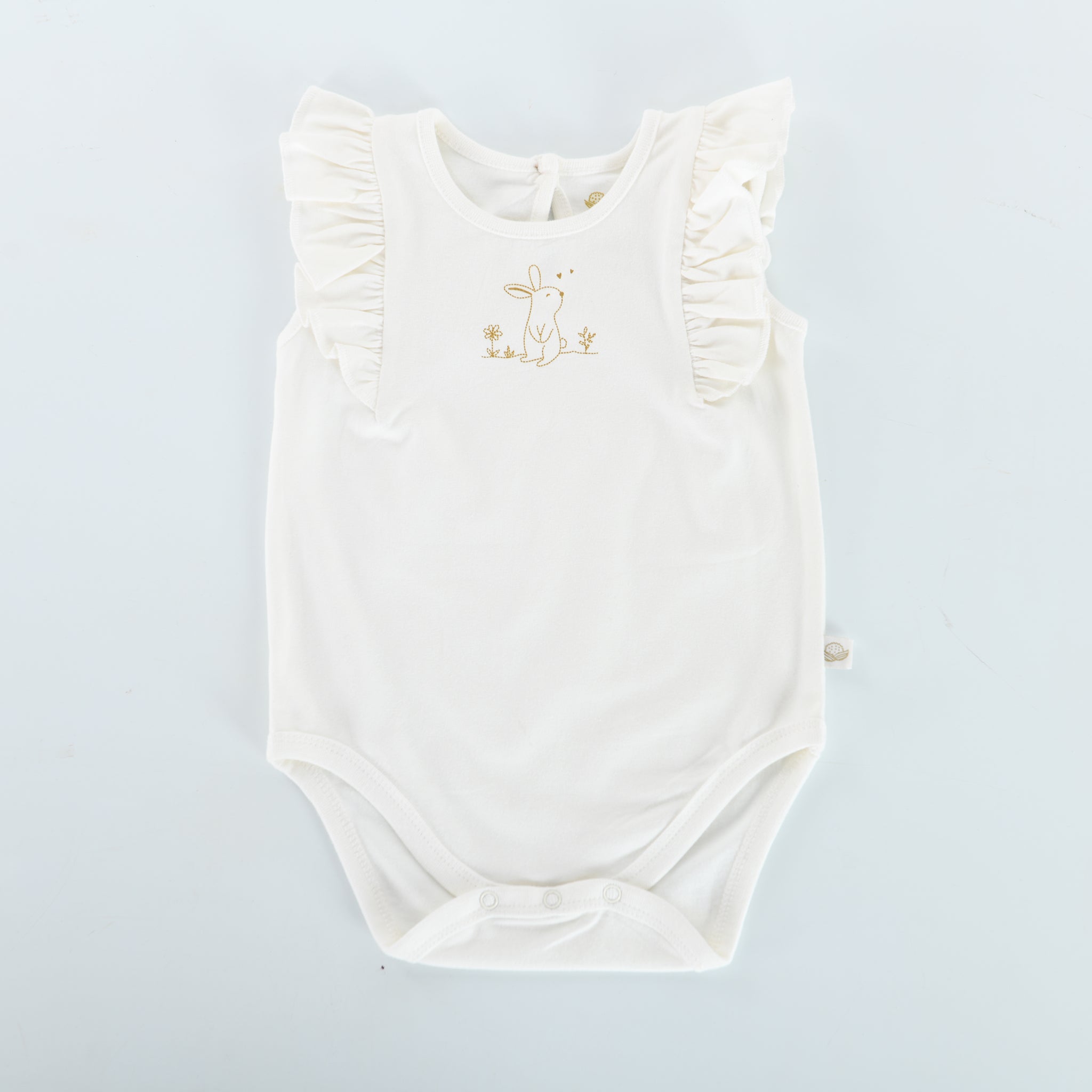 RETIRED - Organic Frilly Bunsuit - Bunny White、mySite、g9winljtr